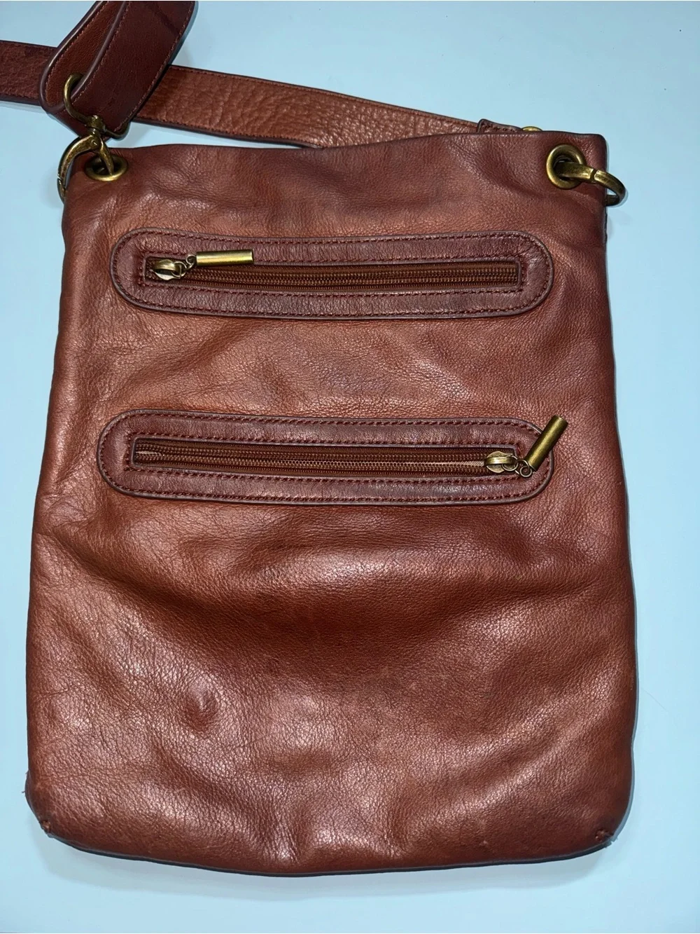 Margot Genuine Leather Crossbody Bag - Brown